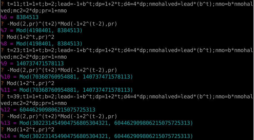 calculation of mod showing numeric results