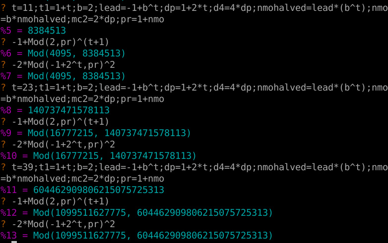 calculation of mod showing numeric output