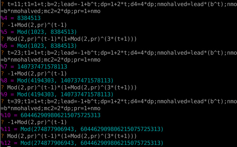 calculation of mod showing numeric output
