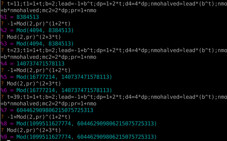 calculation of mod showing numeric output
