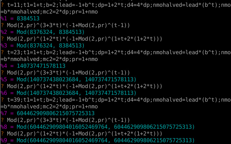 calculation of mod showing numeric output