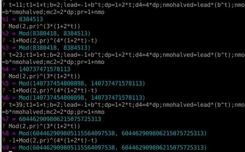 calculation of mod showing numeric output