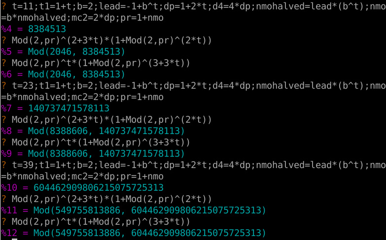 calculation of mod showing numeric output