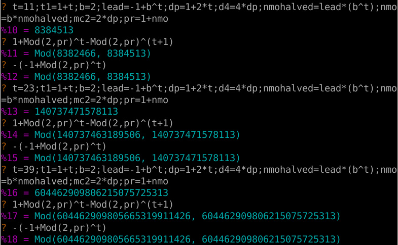 calculation of mod showing numeric output