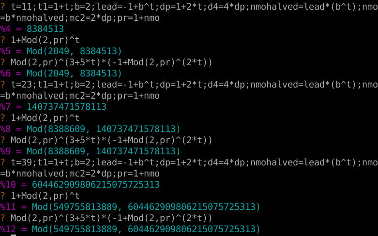 calculation of mod showing numeric output