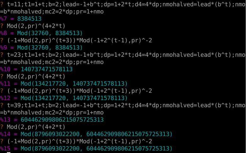 calculation of mod showing numeric output