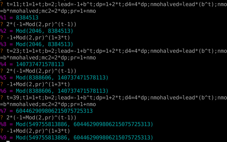 calculation of mod showing numeric output