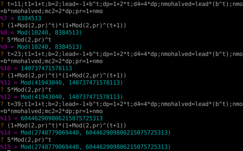 calculation of mod showing numeric output