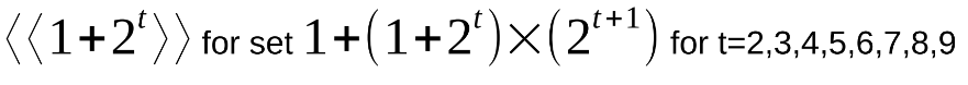 Super element notation for ⟨⟨1+2^t⟩⟩ for set 1+(1+2^t)*(2^(t+1))