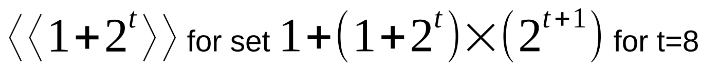Sturdy element notation for 1+2^t for set 1+(1+2^t)*(2^(t+1)) for t=8